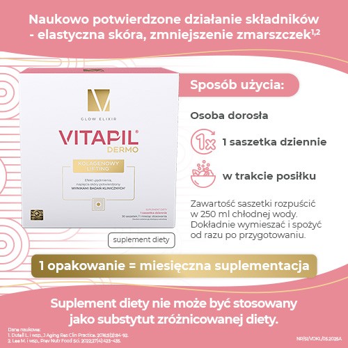 Zdjęcie produktu - 3 VITAPIL Dermo Kolagenowy lifting, 30sasz.
