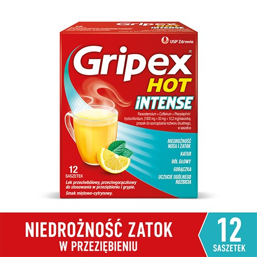 Miniaturka artykułu - #0 GRIPEX Hot Intense Proszek, 12 saszetek
