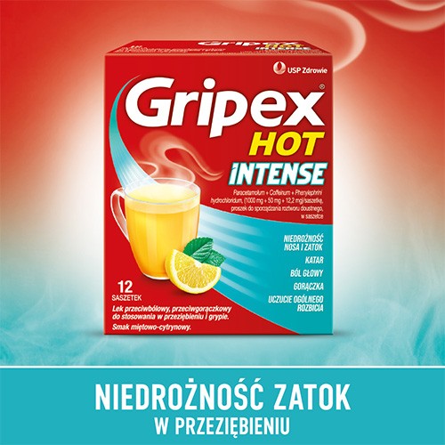 Miniaturka artykułu - #1 GRIPEX Hot Intense Proszek, 12 saszetek