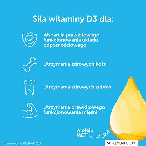 Miniaturka artykułu - #0 Justvit Witamina D3 1000 j.m krople, 10ml