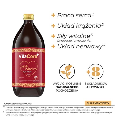 Miniaturka artykułu - #1 VITACORE Tonik witalny Serce, 1000ml