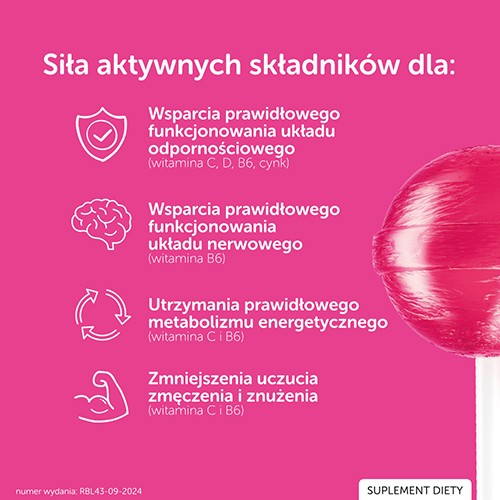 Miniaturka artykułu - #0 JUSTVIT Lizak na odporność o smaku malinowym, 1 szt.