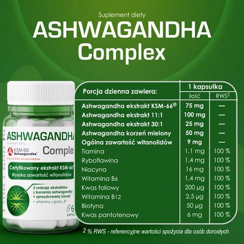 Zdjęcie produktu - 3 DOMOWA APTECZKA Ashwagandha Complex, 60 kapsułek