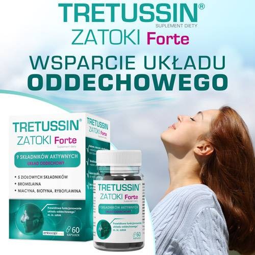 Miniaturka artykułu - #0 DOMOWA APTECZKA Tretussin Zatoki Forte, 60 kapsułek