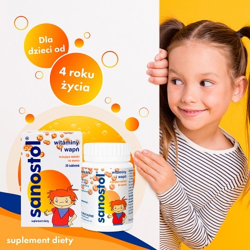 Zdjęcie produktu - 2 Sanostol Witaminy i wapń, 30 tabl. do ssania