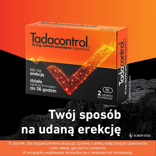 Miniaturka artykułu - #0 Tadalafil TADACONTROL 10 mg Lek na erekcję, 2 tabletki powlekane