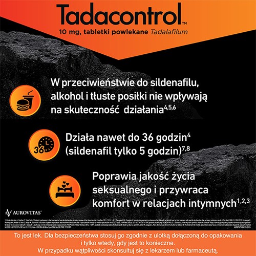 Zdjęcie produktu - 2 Tadalafil TADACONTROL 10 mg Lek na erekcję, 2 tabletki powlekane