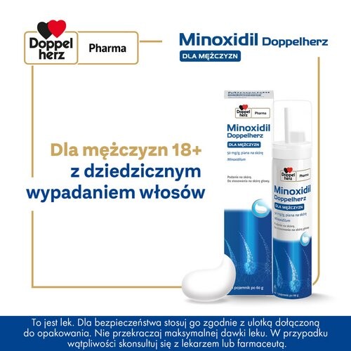 Zdjęcie produktu - 4 DOPPELHERZ MINOXIDIL dla mężczyzn Pianka na sk&oacute;rę głowy, 60ml