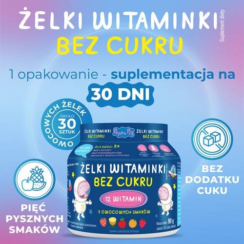 Zdjęcie produktu - 3 DOMOWA APTECZKA Żelki Witaminki bez cukru dla dzieci, 90g