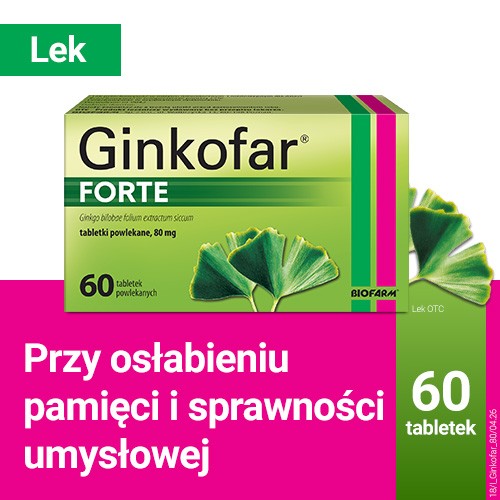 Miniaturka artykułu - #0 Ginkofar Forte 80 mg, 60 tabletek