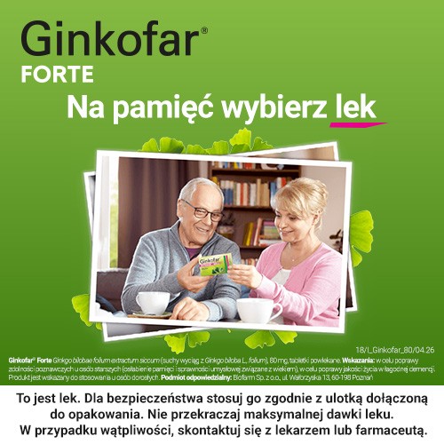 Zdjęcie produktu - 7 Ginkofar Forte 80 mg, 60 tabletek