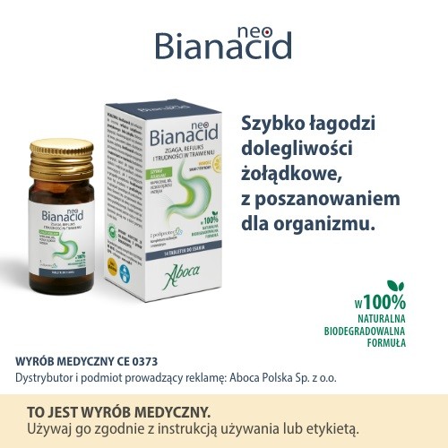 Miniaturka artykułu - #0 NeoBianacid Zgaga, Refluks I Trudności W Trawieniu Smak Cytrynowy, 14 tabl.