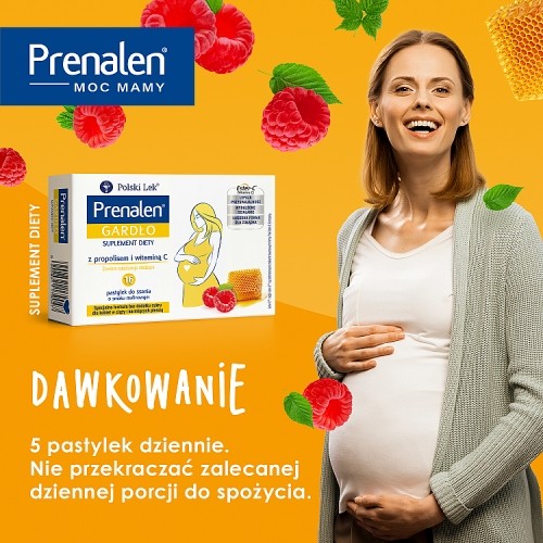 Miniaturka artykułu - #1 Prenalen Gardło smak malinowy, 16 past. do ssania
