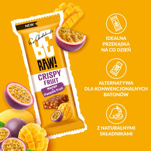 Zdjęcie produktu - 3 BeRAW! Crispy Fruit Mango i Marakuja Baton owocowy, 40g