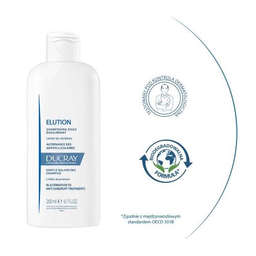 Zdjęcie produktu - 1 DUCRAY ELUTION Delikatny szampon przywracający r&oacute;wnowagę sk&oacute;rze głowy, 400ml