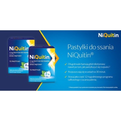 Zdjęcie produktu - 2 NIQUITIN Pastylki 2 mg - 72 sztuki    
