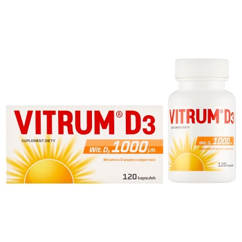Miniaturka artykułu - #0 VITRUM D3 Witamina D3 1000 j.m., 120 kaps.
