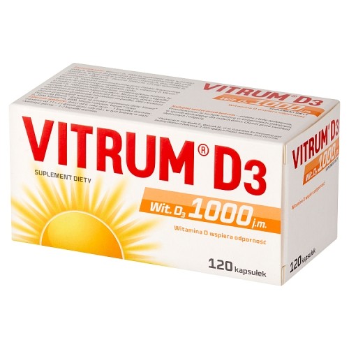 Miniaturka artykułu - #1 VITRUM D3 Witamina D3 1000 j.m., 120 kaps.