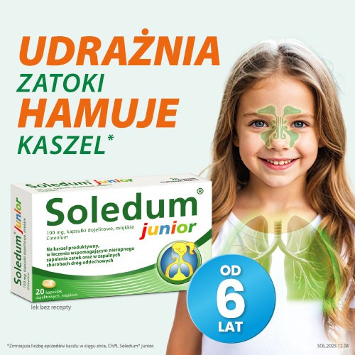 Miniaturka artykułu - #0 Soledum Junior 100 mg, 20 kapsułek dojelitowych miękkich