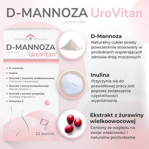 Miniaturka artykułu - #1 DOMOWA APTECZKA D-mannoza UroVitan, 12 sasz.