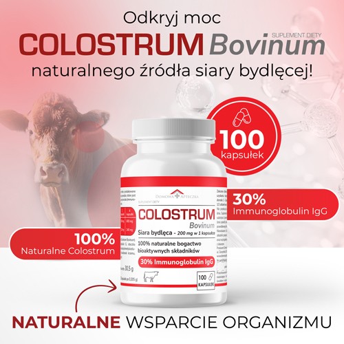 Miniaturka artykułu - #0 DOMOWA APTECZKA Colostrum Bovinum Siara bydlęca, 100 kaps.