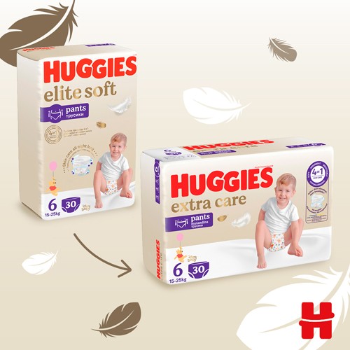 #9 – HUGGIES Pieluchomajtki Extra Care Pants rozmiar 6 (15-25kg), 30szt.