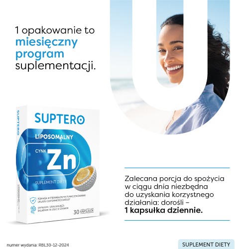 Zdjęcie produktu - 3 SUPTERO Liposomalna Cynk, 30 kaps.