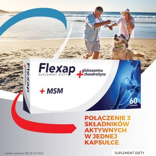 Miniaturka artykułu - #0 Flexap Glukozamina + Chondroityna + MSM, 60 kaps.