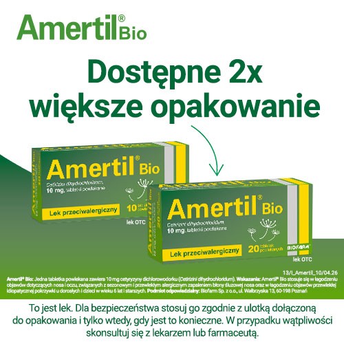 Zdjęcie produktu - 5 AMERTIL BIO 10 mg - 10 tabletek