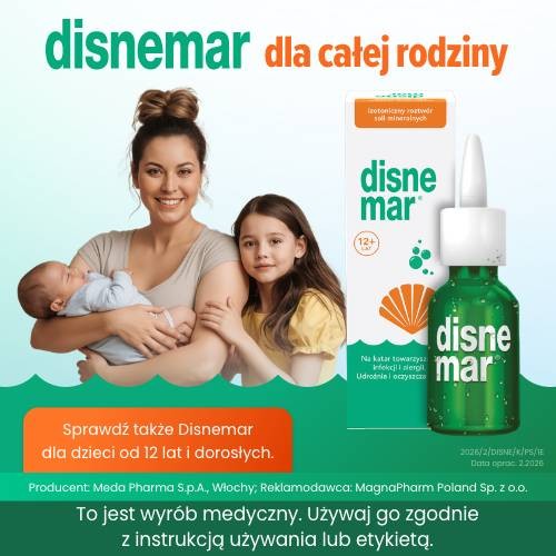 Zdjęcie produktu - 5 Disnemar Baby Izotoniczny roztw&oacute;r soli mineralnych do nosa, 25 ml