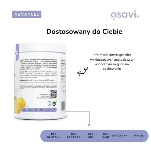 Zdjęcie produktu - 3 OSAVI Kolagen rybi z dzikiego dorsza w proszku o smaku cytrynowym, 360 g
