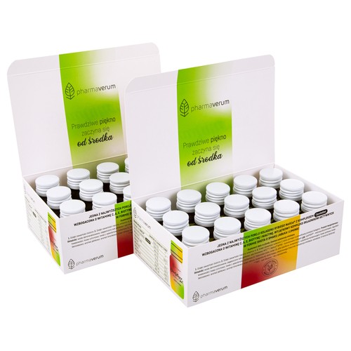 Miniaturka artykułu - #0 Pharmaverum Beautyllagen Shot Kolagen jabłko-limonka płyn, 30x30ml