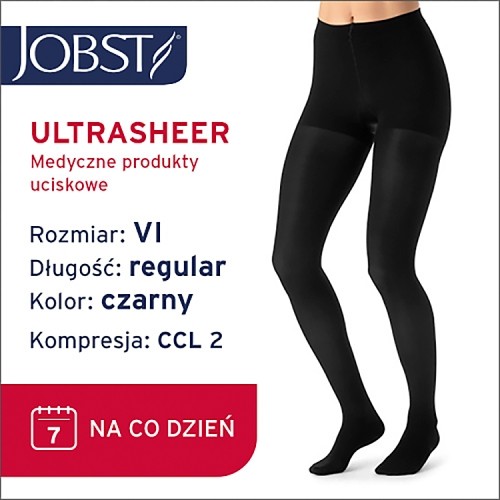 Miniaturka artykułu - #0 JOBST ULTRASHEER Rajstopy uciskowe CCL2 czarny, rozmiar 6 ZP
