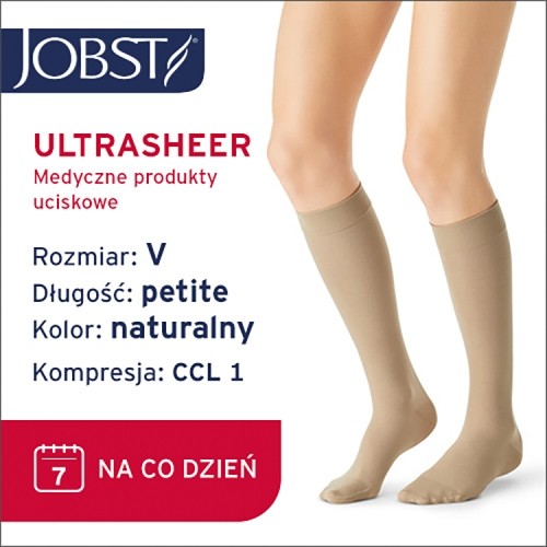 Miniaturka artykułu - #0 JOBST ULTRASHEER Podkolan&oacute;wki uciskowe kr&oacute;tkie CCL1 naturalny, rozmiar 5 ZP