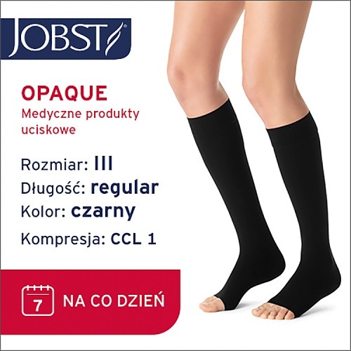 Miniaturka artykułu - #0 JOBST OPAQUE podkolan&oacute;wki uciskowe długie CCL1 czarny, rozmiar 3 OP
