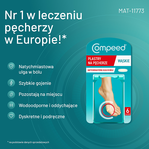 Miniaturka artykułu - #1 Compeed Plastry na pęcherze wąskie, 6 szt.