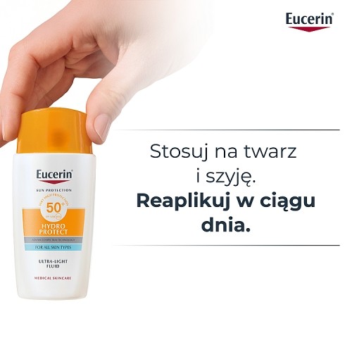 Zdjęcie produktu - 5 Eucerin Hydro Protect Ultralekki fluid ochronny SPF50+, 50 ml