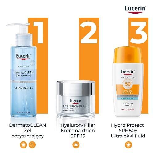Zdjęcie produktu - 6 Eucerin Hydro Protect Ultralekki fluid ochronny SPF50+, 50 ml