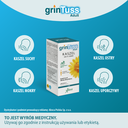 Miniaturka artykułu - #1 GrinTuss Adult Syrop na kaszel suchy i mokry, 180 g
