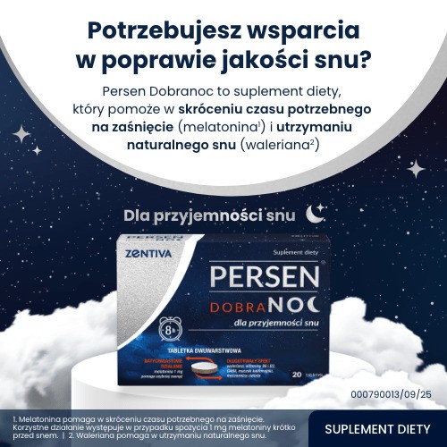 Miniaturka artykułu - #0 Persen Dobranoc melatonina, kwas GABA, kozłek lekarski,  20 tabl.