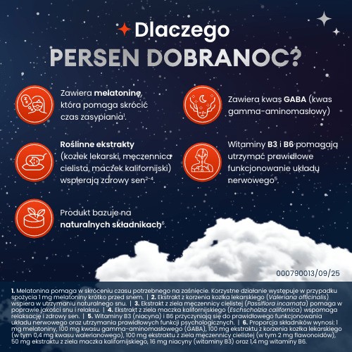 Miniaturka artykułu - #1 Persen Dobranoc melatonina, kwas GABA, kozłek lekarski,  20 tabl.