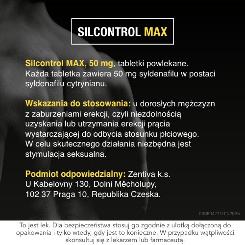 Zdjęcie produktu - 4 Silcontrol Max 50 mg, 4 tabletki powlekane