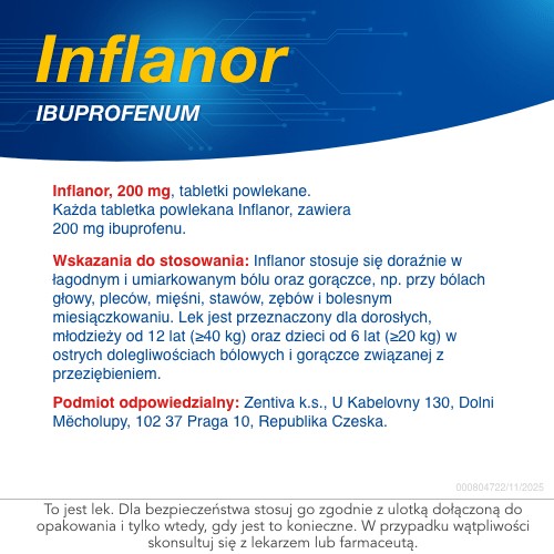 Zdjęcie produktu - 7 Inflanor Max ibuprofen 400 mg, 50 tabletek