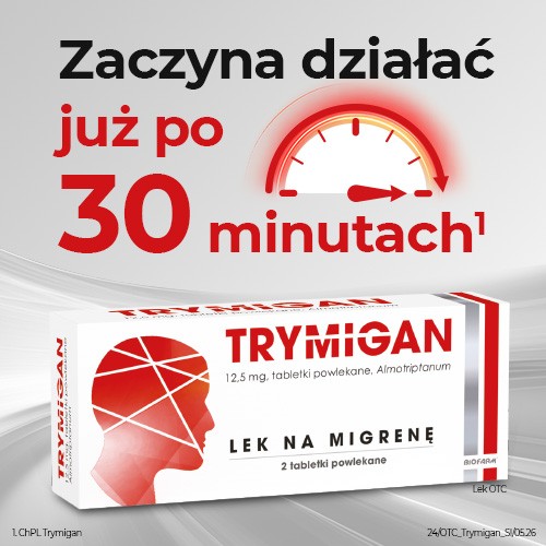 Miniaturka artykułu - #1 Trymigan Lek na migrenę,12,5 mg, 2 tabletki