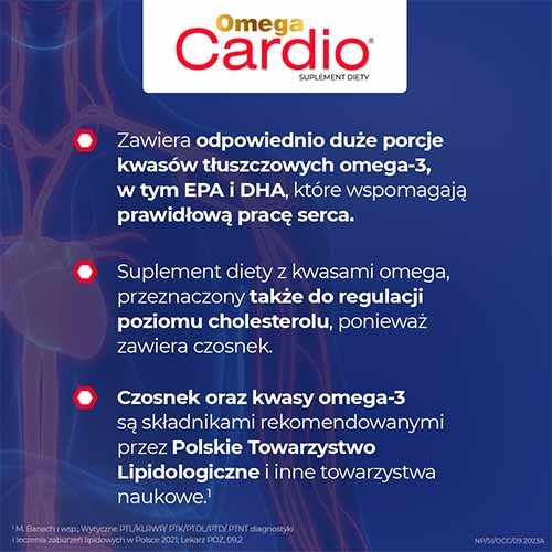 Zdjęcie produktu - 1 OMEGA CARDIO + czosnek, 60 kapsułek       