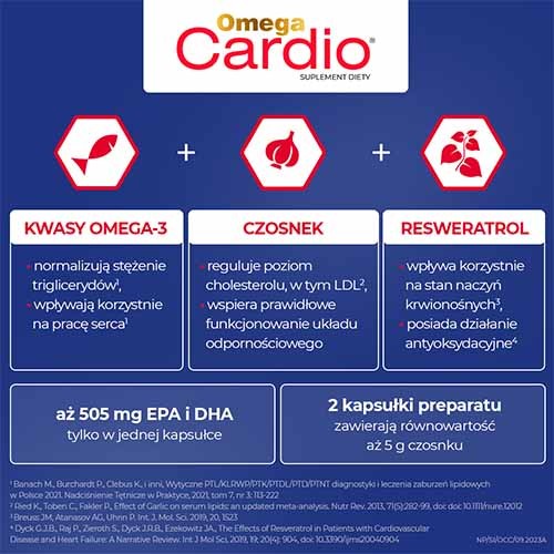 Zdjęcie produktu - 2 OMEGA CARDIO + czosnek, 60 kapsułek       