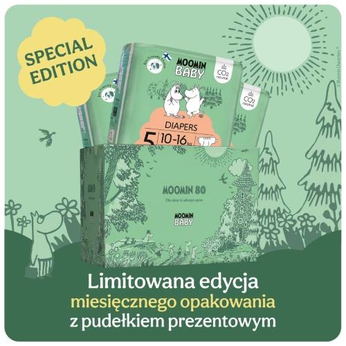 Miniaturka artykułu - #1 Moomin Baby Diapers Pieluszki ekologiczne 5 (10-16kg), 120 szt.