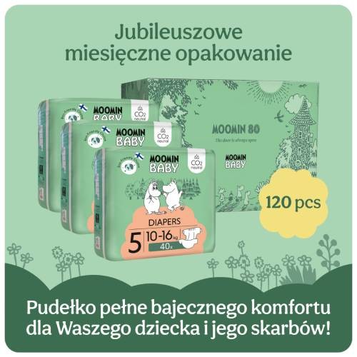 Zdjęcie produktu - 4 Moomin Baby Diapers Pieluszki ekologiczne 5 (10-16kg), 120 szt.