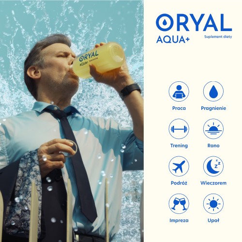 Zdjęcie produktu - 4 Oryal Aqua Elektrolity o smaku ananas-kokos-mango, 14 sasz.