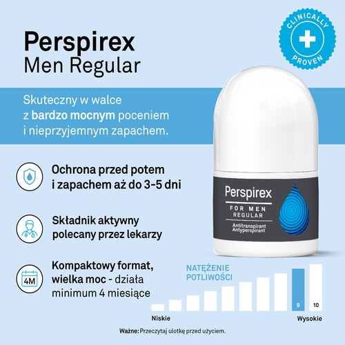 Miniaturka artykułu - #0 Perspirex Men Regular Antyperspirant roll-on, 20 ml